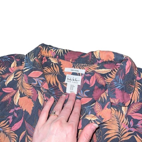 NICOLE MILLER Floral Print Button Down Blouse Size M - Picture 4 of 7